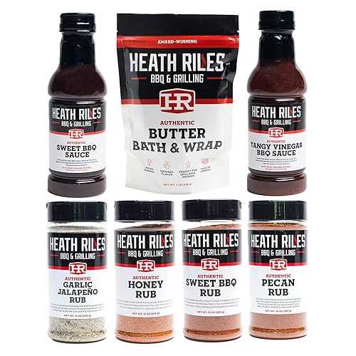 Heath Riles BBQ コンペティション リブ バンドル (ラブ 4 個、ソース 2 個、マリネ 1 個)、ピットマスター ヒース ライルズのコンペティション受賞製品 Heath Riles BBQ Competition Rib Bundle (4 Rubs, 2 Sauces and 1 Marinade), Comp