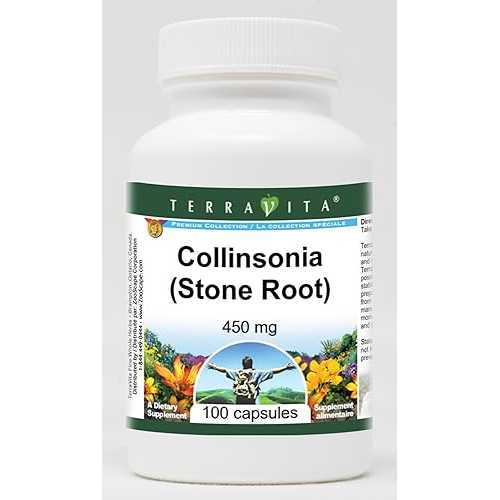 コリンソニア (石の根) - 450 瓱 (100 宇宙カプセル、ZIN: 510769) - 3 容器に並べる Terravita Collinsonia (Stone Root) - 450 瓱 (100 Capsules, ZIN: 510769) - 3 Pack
