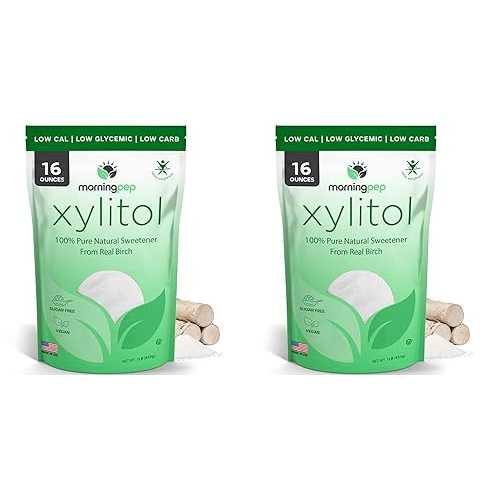 PACK of 2 Morning Pep Pure Birch Xylitol (Keto Diet Friendly) Sweetener with no aftertaste 1 LBs (Not From Corn) NON GMO KOSHER GLUTEN FREE PRODUCT OF USA. Total of 2 Lbs (32 OZ)
