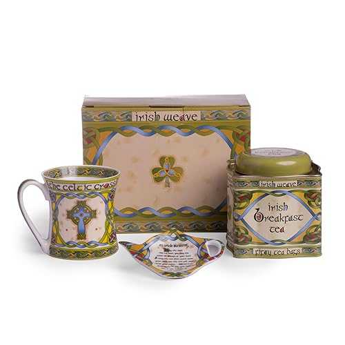 ???? ?? ??? ? ?? - ? ?, ?? ??, 50? ?? ?? ??? 3?? ? ?? ???? ??? ?? Royal Tara Irish Mug Celtic Cross Tea Set - 3 Piece with China Bone Cups - Tea Bag Holder, 50 Bags Teen