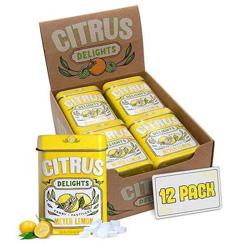 ? ??? ???? ???? - ?? ??? - ???? ?? ?? ? 12? - ?? ? ?? ?? ??? ?? - 1.07?? (??? ??) Citrus Delights Meyer Lemon Candy ? 30 Count Tin (Pack of 12) | Natural Citrus Har