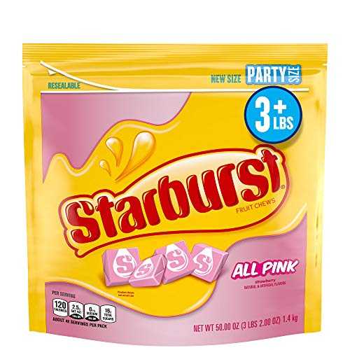 Starburst オールピンク ストロベリー フルーツ チュー キャンディ、50 オンス 再密封可能なパーティー サイズ バッグ Starburst All Pink Strawberry Fruit Chews Candy, 50 Ounces Resealable Party Size Bag