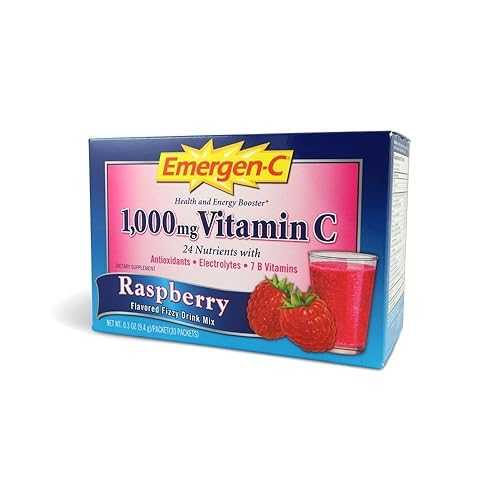 Emergen C Raspberryy ビタミン炭酸飲料ミックス、1000 Mg - 1 パックあたり 30 パケット - 1 ケースあたり 3 パック。 Emergen-C Emergen C Raspberyy Vitamin Fizzy Drink Mix, 1000 Mg - 30 Packet per Pack - 3 Packs per case.