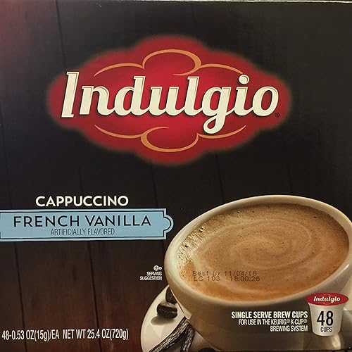インドゥルジオ カプチーノ ミックス 48 カウント シングル サーブ ブリュー カップ フレンチ バニラ Indulgio Cappuccino Mix 48 Count Single Serve Brew Cups French Vanilla