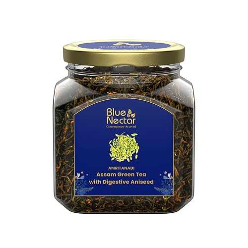 ?? ?? ?? ??? ?? ?? (??? ?? ??) (65g, 33? ??) Blue Nectar Assam Mogra Green Tea Loose leaf with Aniseed in Glass Jar(33 cups, 2.29 Oz)