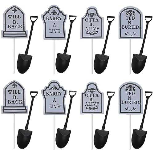 Halloween Cake Decorations Cupcake Toppers Mini Tomb Shovel Spoons Tombstones Graveyard Cupcake Toppers for Halloween Party Birthday Party Decorations Supplies 48 Pieces TUDACVTE Halloween Cake Decorations Cupcake Toppers Mini画像