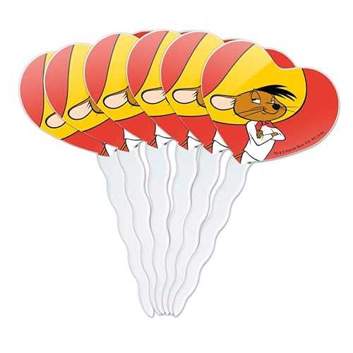 Looney Tunes Speedy Gonzales Heart Love Cupcake Picks Toppers Decoration Set of 6 GRAPHICS & MORE Looney Tunes Speedy Gonzales Heart Love Cupcake Picks Toppers Decoration Set of 6画像