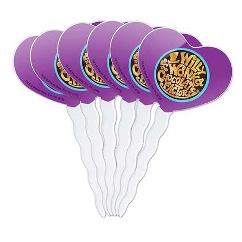 Willy Wonka and the Chocolate Factory Logo Heart Love Cupcake Picks Toppers Decoration Set of 6 GRAPHICS & MORE Willy Wonka and the Chocolate Factory Logo Heart Love Cupcake Picks Toppers Decoration Set of 6画像