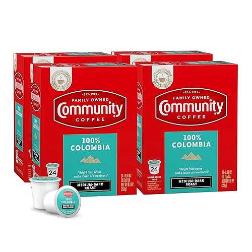 ???? ?? 100% ???? ?? ?? 96?, ??? ?? ???, ??? 2.0 K-? ??? ?? Community Coffee 100% Colombia 96 Count Coffee Pods, Medium Dark Roast, Compatible with Keurig 2.0 K-Cup Brewers, 24 Count