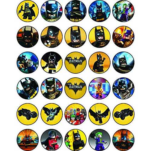 ?? ???? ?? 30? BAT-M ??? ?? ?? ??? ?? | ??? ?? ?? HAPPY CHOICES 30 x Edible Cupcake Toppers Themed ofKnight of Shadows Hero Collection of Edible Cake Decorations | Uncut Edible on Wafer She
