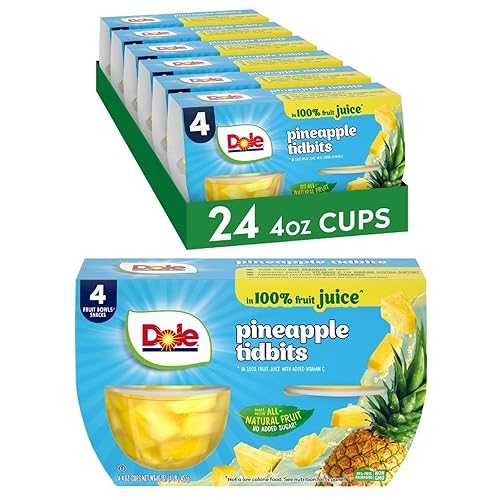 Dole Fruit Bowls Pineapple Tidbits in 100% Juice Snacks, 4oz 24 Total Cups, Gluten & Dairy Free, Bulk Lunch Snacks for Kids & Adults