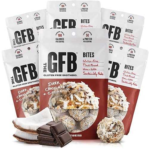 GFB ??? ?? ??? ???, ?? ??? ???, 113g (6??), ??, ??? ??, ? GMO, ? ?? The GFB Dark Chocolate Coconut Protein Bites - Gluten Free, Plant Based, Non GMO, Sustainably Made ? Ridiculo