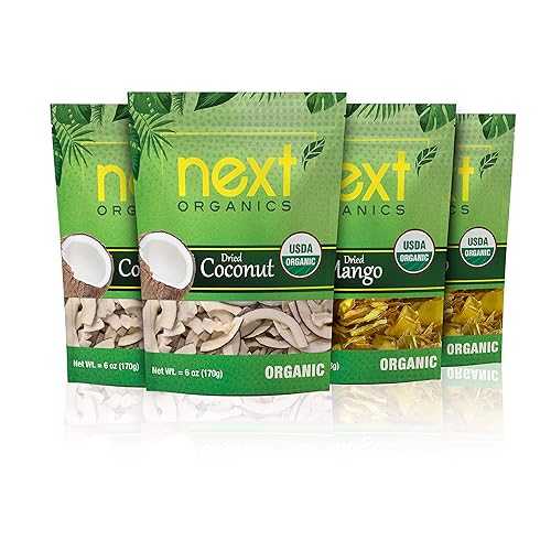 Next Organics ドライマンゴーとココナッツ 6 オンスバッグ (各 2 個、合計 4 バッグ) Next Organics Dried Mango and Coconut 6 oz Bag (2 of Each, 4 Total Bags)