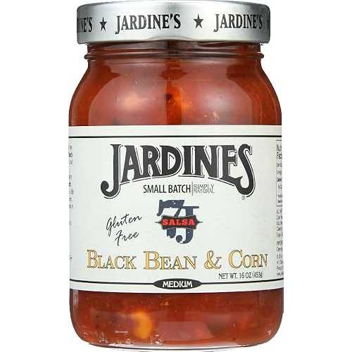 Jardines ブラックビーンとコーン ミディアム サルサ、16 オンス - ケースあたり 6 個 Jardine's Jardines Black Bean and Corn Medium Salsa, 16 Ounce - 6 Per Case
