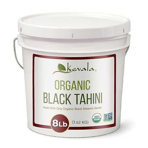 ??? ??? ?? ??? 8??? ? Kevala Organic Black Tahini - Gluten Free Black Sesame Paste for Sweet and Savory Food, Great to Mix with a Miso Paste, Bulk Size for a Kitchen Pantry and Restaurant Stockrooms,