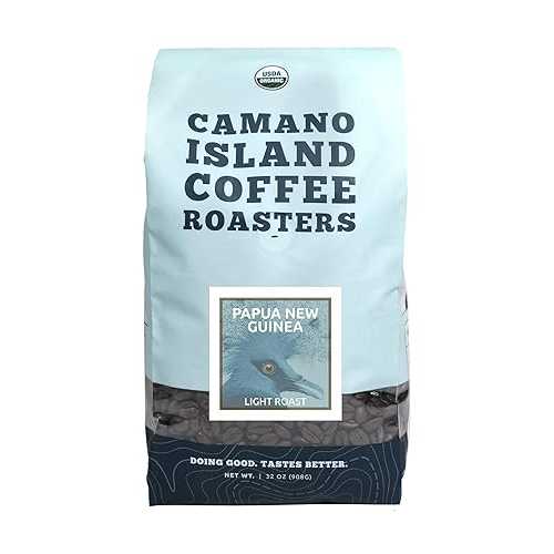 Camano Island Coffee Roasters オーガニック パプアニューギニア ライトロースト コーヒー - 新鮮なプレミアム USDA 認定オーガニック、日陰栽培、フェ??アトレード、倫理的 Camano Island Coffee Roasters Organic Papua New Guinea Light Roast C