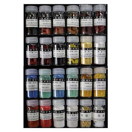 Easyou Jiangsixu Tang 伝統的なプロの中国絵画カラーパウダー顔料 天然鉱物と植物製 5g (0.18oz) x24色 Easyou Jiangsixu Tang Traditional Professional Chinese Painting Color Powder Pigment Made from Natrual Mineral and Plant 5g(0.18oz