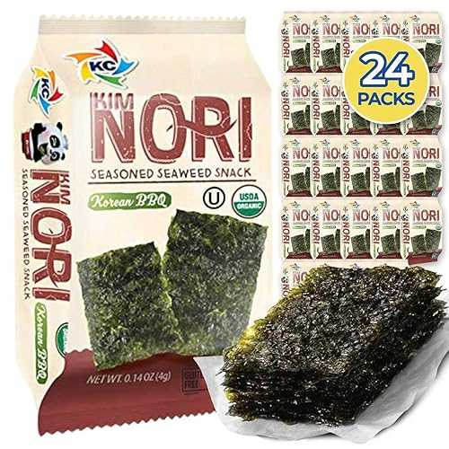 ??? ?? ? ?? ?? ? ??? ??? BBQ ? 24? ?? ?? ?? ??? ???? 100% ?? ? 4g 0.14oz KIMNORI Seasoned Seaweed Snacks Sheets ? Organic Korean BBQ Flavor 24 Individual Packs, Roasted Crispy Premi