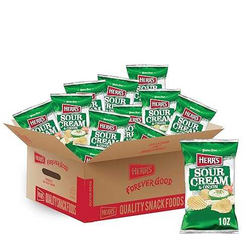 ??? ???, ?? ?? & ???, 1 ?? ? (42? ?) Herr's Sour Cream and Onion Potato Chips, 1 Ounce (Pack of 42 Bags) ? Creamy and Tangy Potato Chips with a Savory Kick ? Ideal for Lunches and Snack