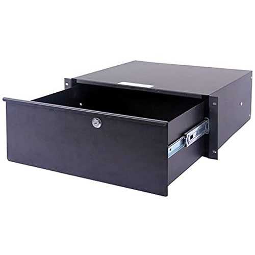 DEEJAY LED TBH4URDW Flight Case Accessory 4U-Space Metal Locking Rack Drawer for Standard DJ Size Equipment.