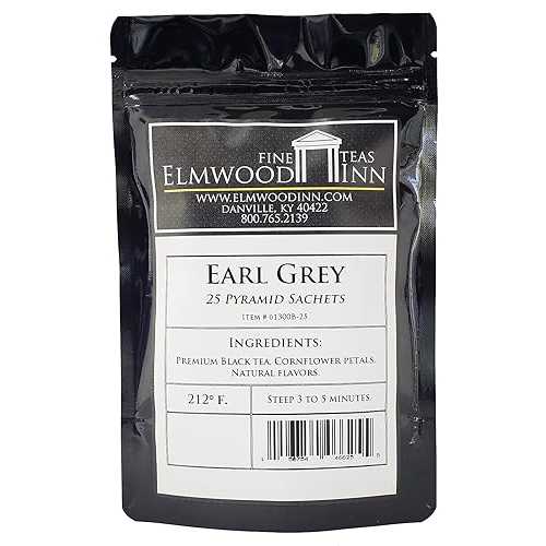 Elmwood Inn Fine Teas、アールグレイ紅茶、ピラミッドサシェティーバッグ 25 個 Elmwood Inn Fine Teas, Earl Grey Black Tea, 25 Pyramid Sachet Tea Bags