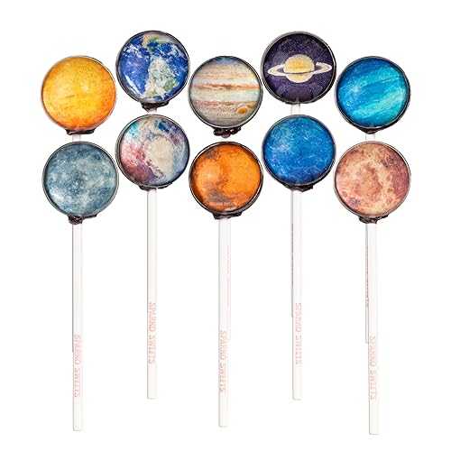 Sparko Sweets 10 ピース Big Bang Galaxy Lollipops Planet Designs in Space Foil ギフトパック 大きな球体、米国で手作り、1.5 ポンド Sparko Sweets 10 Piece Big Bang Galaxy Lollipops Planet Designs in Space Foil Gift Pack Large