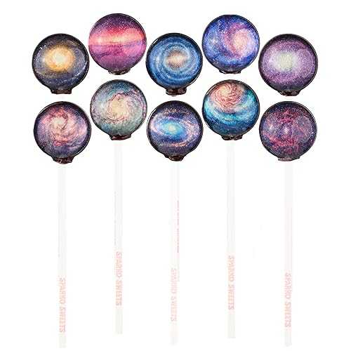 ???, ??? ??? 10? ?? ??? ??? ??? ??? ?? ?? ?? ? ?? ??, ?? ??, 1.5??? Sparko Sweets 10 Piece Big Bang Galaxy Lollipops Spiral Designs in Space Foil Gift Pack Large Sphere, Hand