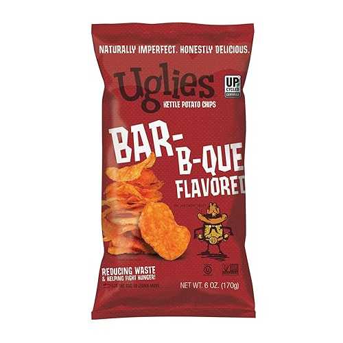 ???? 4? ? ?? ?? ??? ??? - ??? ??, ??, ?GMO ?? - 6 ?? ? UGLIES BBQ Kettle-Cooked Potato Chips, Gluten-Free Snacks, Kosher-Friendly, Non-GMO Snacks for Kids or Office, 6 Oz. Bags, Pack o