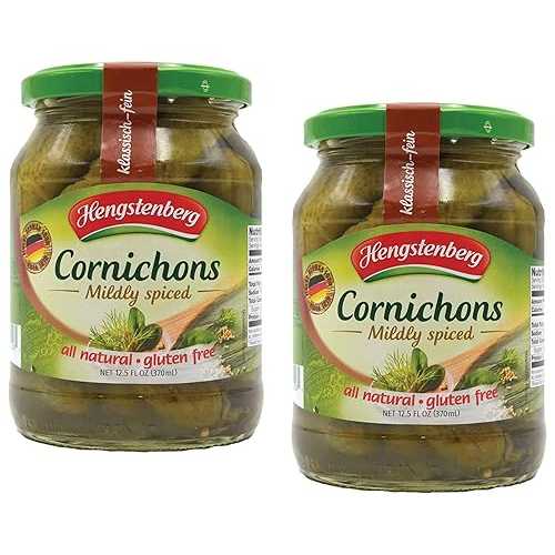 Hengstenberg Cornichons マイルドスパイスピクルス 12.5 オンス (2個入り) Hengstenberg Cornichons Mildly Spiced Pickles 12.5 oz. (Pack of 2)