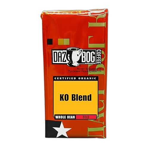 Dazbog Coffee | Organic KO Blend | Whole Bean Coffee | 11 oz. | Dark Roast Flavor | Full-Bodied, Smoky, Pungent Blend | Intense & Lively | Heavenly Rich | Vacuum Sealed Freshness