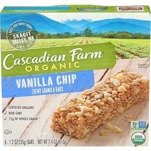 Cascadian Farm, バーグラノーラバニラチップオーガニック、1.2オンス、6パック Cascadian Farm, Bar Granola Vanilla Chip Organic, 1.2 Ounce, 6 Pack