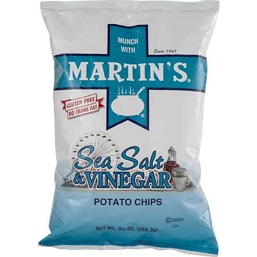 Martin's シーソルト & ビネガー ポテトチップス - 9.5 オンス (4袋) Martin's Sea Salt & Vinegar Potato Chips - 9.5 Oz. (4 Bags)