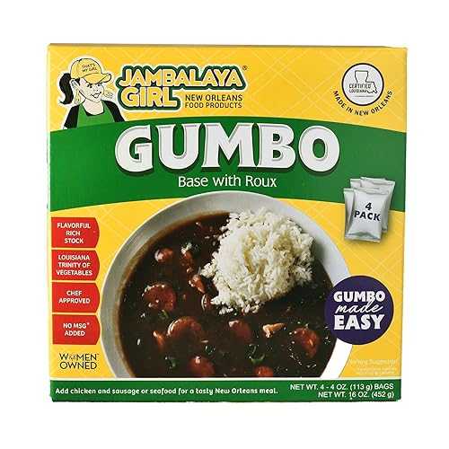 Jambalaya Girl Gumbo Base with Roux, New Orleans Soup Mix, 4 Oz (4 Pack)