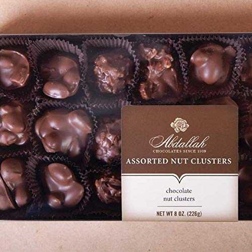 Abdallah Chocolates-ミルクチョコレートアソートナッツクラスター、8オンス Abdallah Chocolates-Milk Chocolate Assorted Nut Clusters, 8 oz.