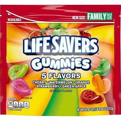 LIFE SAVERS 5 Flavors Gummies Candy Bag, Gummy Candy for Goodie Bags, Road Trips, Treats, 26 oz (Pack of 6)