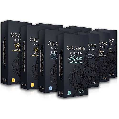 Grano Milano Lungo - 100 Espresso Pods Compatible with Nespresso Original line, 100% Arabica Medium Roast - Intensity 7/12, Coffee Capsules Made in Italy Espresso Coffee