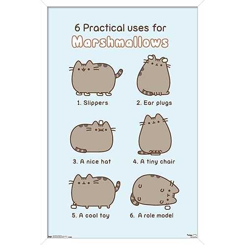 Trends International Pusheen - マシュマロ ウォールポスター、14.725インチ x 22.375インチ、ホワイトフレームバージョン Trends International Pusheen - Marshmallow Wall Poster, 14.725\