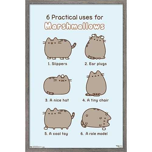 Trends International Pusheen - マシュマロ ウォールポスター、22.375インチ x 34インチ、バーンウッドフレームバージョン Trends International Pusheen - Marshmallow Wall Poster, 22.375\