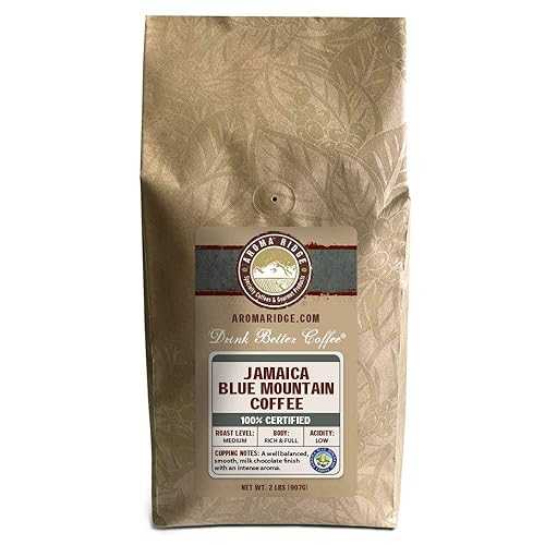 Aroma Ridge Jamaica Blue Mountain Coffee Ground 2 lbs Bag - Medium Roast Fresh Roasted in USA - 100% Pure and Authentic Jamaican Gourmet Coffee with a Smooth Milk Chocolate Finish | Grade 01