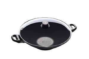 Swiss Diamond 役をつける軽銀 ノン突っ支い棒 14 in 6-2/7 クオート 中華鍋 蓋付き添い人 Swiss Diamond Cast-Aluminum Nonstick 14-Inch 6-2/7-Quart Wok with Lid