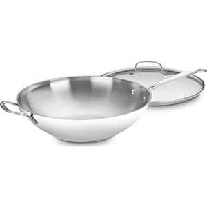 Cuisinart 14-Inch Stir-Fry Pan, Helper Handle and Glass Cover, Chef\u0027s Classic Stainless Steel, 726-38H
