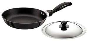Hawkins Futura ノン突っ支い棒フライパン スチール写真蓋付き添い人 22糎 黒いこと Hawkins Futura Non-Stick Frying Pan With Steel Lid, 22糎 Black