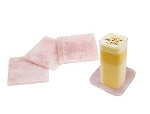 その他 AMOYSTONE 4Pcs Square Rose Quartz Coasters Stone Coasters Drinks Beverage Cup Mat Gift with Rubber Bumper 3.5 INCH