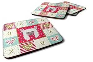 Caroline's Treasures CK5191FC チャイニーズ クレステッド ラブ フォーム コースター 4 枚セット、マルチカラー Caroline's Treasures CK5191FC Chinese Crested Love Foam Set of 4 Coasters, Multicolor