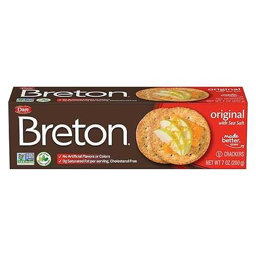 Dare Breton Crackers - Party Snacks with no Artificial Flavors and 0g of Trans Fat per Serving - Original, 7 Oz (Pack of 12)