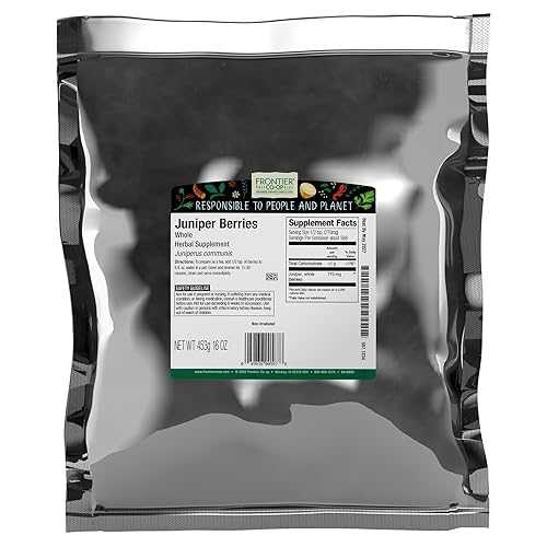 Frontier Co-op Juniper Berries Whole, 1lb Bulk Bag - Pure & Natural Dried Juniper Berries - Ideal for Juniper Berry Tea & Herbal Uses, Kosher