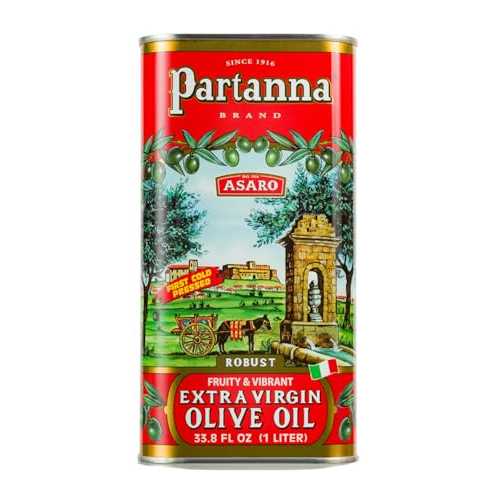 Partanna Robust Extra Virgin Olive Oil - Premium Castelvetrano Oil - Harvested in Sicily - Pure Authentic Italian - Monovarietal - Rich in Flavor - First Cold Pressed - 33.8 fl oz (1 L) Tin