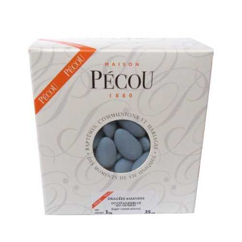 フレンチ アーモンド ドラジェ (フレンチ ジョーダン アーモンド)、青色 1kg (2.2ポンド) Dragees Pecou French Almond Dragees (French Jordan Almonds), Blue color 1kg (2.2lbs)