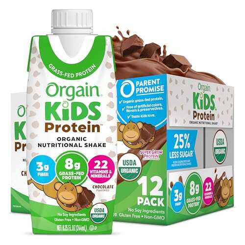 Orgain Organic Kids Nutritional Protein Shake, Chocolate, Healthy Kids Snacks, 8g Dairy Protein, 3g Fiber, 22 Vitamins & Minerals, No Soy Ingredients, Gluten Free, Non-GMO, 8.25 Fl Oz (Pack of 12) 7,831円