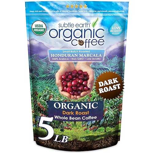 Cafe Don Pablo Subtle Earth Organic Coffee - Dark Roast - Whole Bean Coffee - 100% Arabica Beans - Low Acidity and Non-GMO - 5lb bag